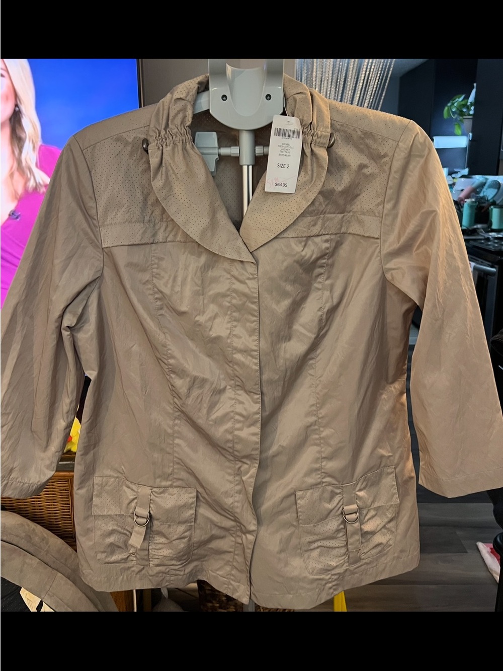 Chico's Light Taupe Lightweight Trench Jacket